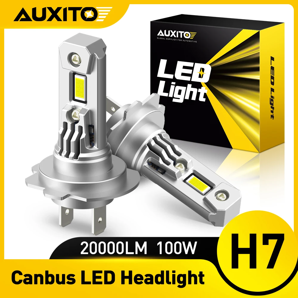 

AUXITO 2X 12V H7 Светодиодная фара Canbus No Error H7 Turbo Светодиодная лампа 360 CSP 100W 20000LM для Toyota Corolla Honda Hyundai Ford Kia