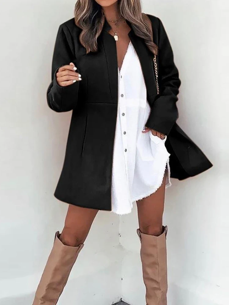 

Pocket Spring Autumn Outerwear Women Long Sleeve V-Neck Solid Jackets Simple Streetwear Cardigan Coats Dropshipping