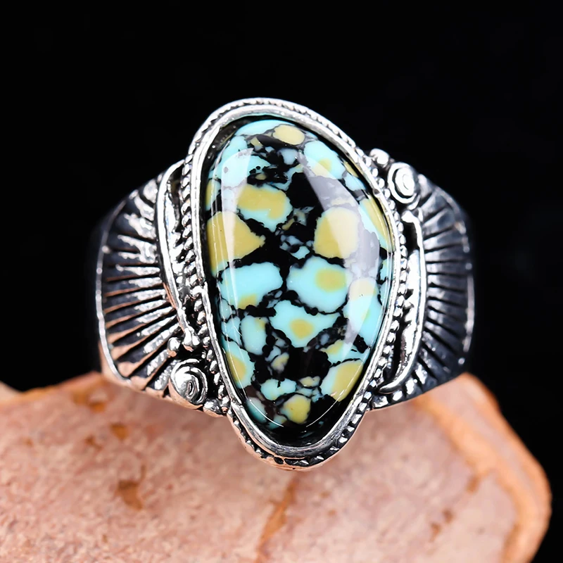 

Vintage colorful Geometric Stone Ring Classic Bohemia Engagement Rings for Women Ancient Party Jewelry Family Gift