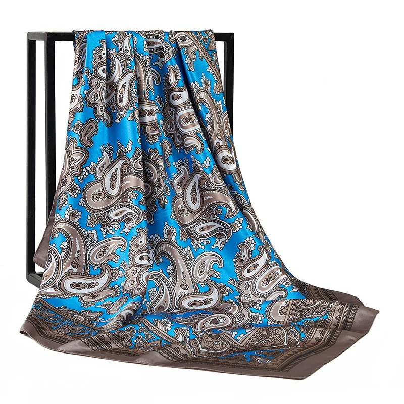 

Sunscreen Kerchief Four Seasons Fashion Colour Headcloth Luxury Square Bandannas 2023 Print Silk Scarves Popular 90X90CM Shawls