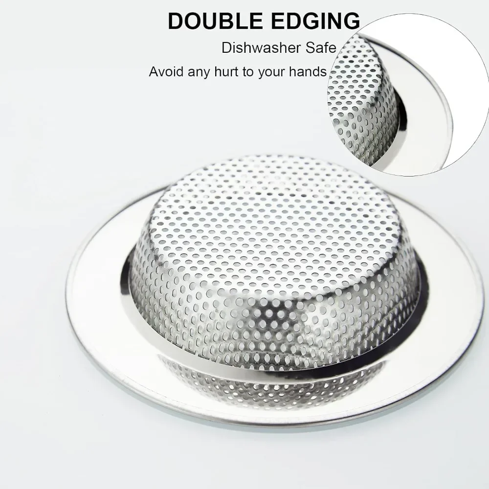 For 2 Pcs Kitchen Sink Filter Made of Stainless Steel with A Wide Edge and Diameter Approximately 11 Centimeters