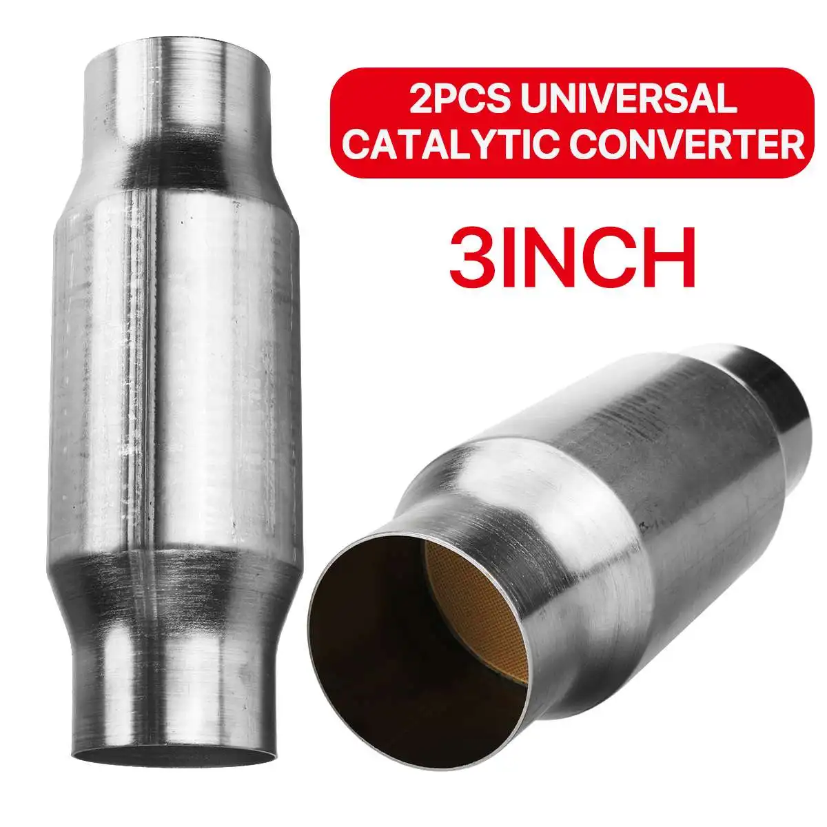 3inch 76mm Universal Car Catalytic Converter Exhaust Systems Muffler Stainless Steel High Flow Performances