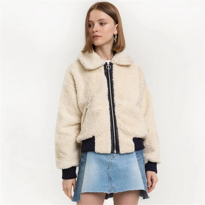 Autumn Retro faux mink leather jacket womens winter thicken warm fur leather coat woman loose jackets fashion casual clothes