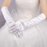 adult black white gold opera bridal wedding gloves finger long gloves wrist stretch satin prom costume accessories