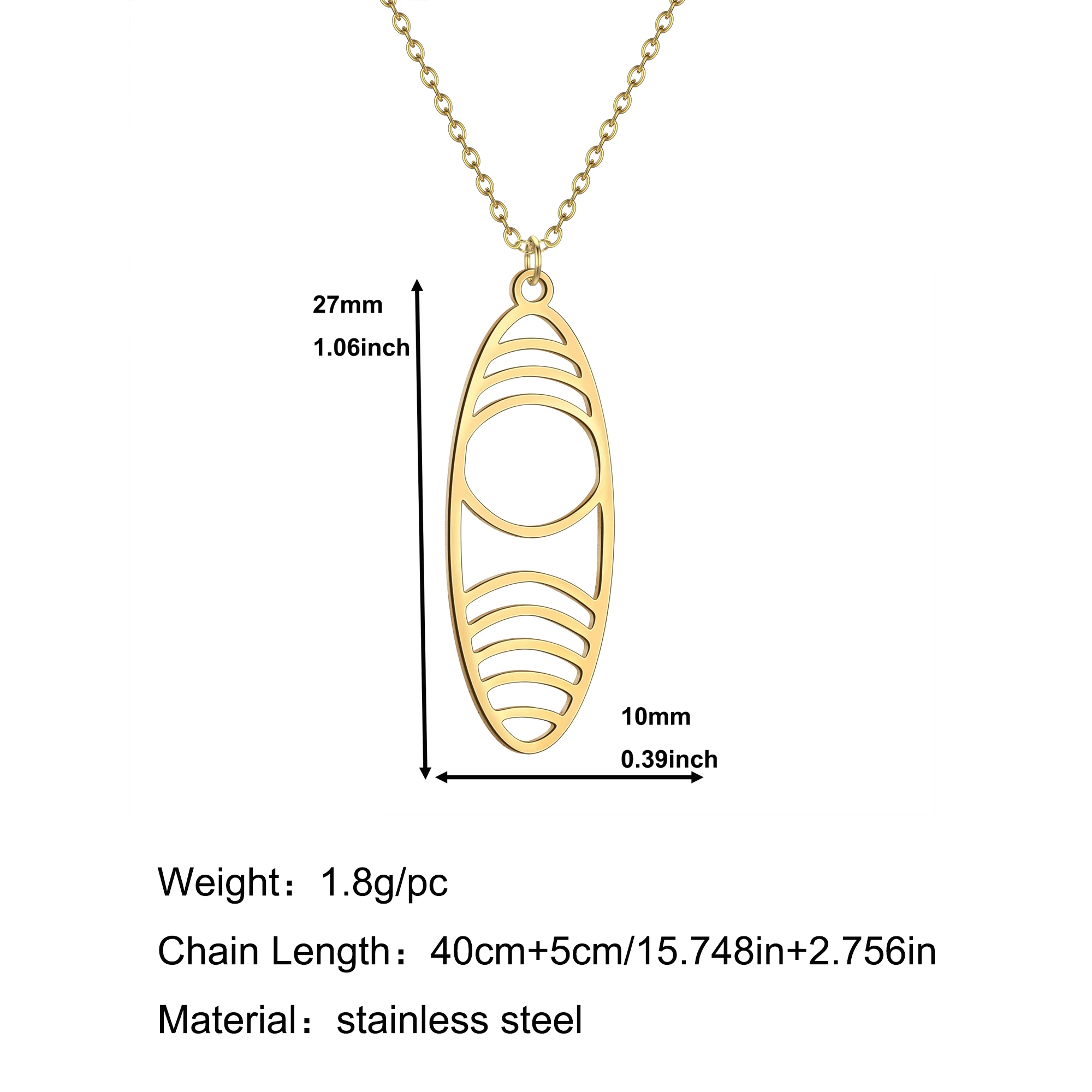 Stainless Steel Geometric Ovel Pendant Necklace For Women Trendy Jewelry Korean