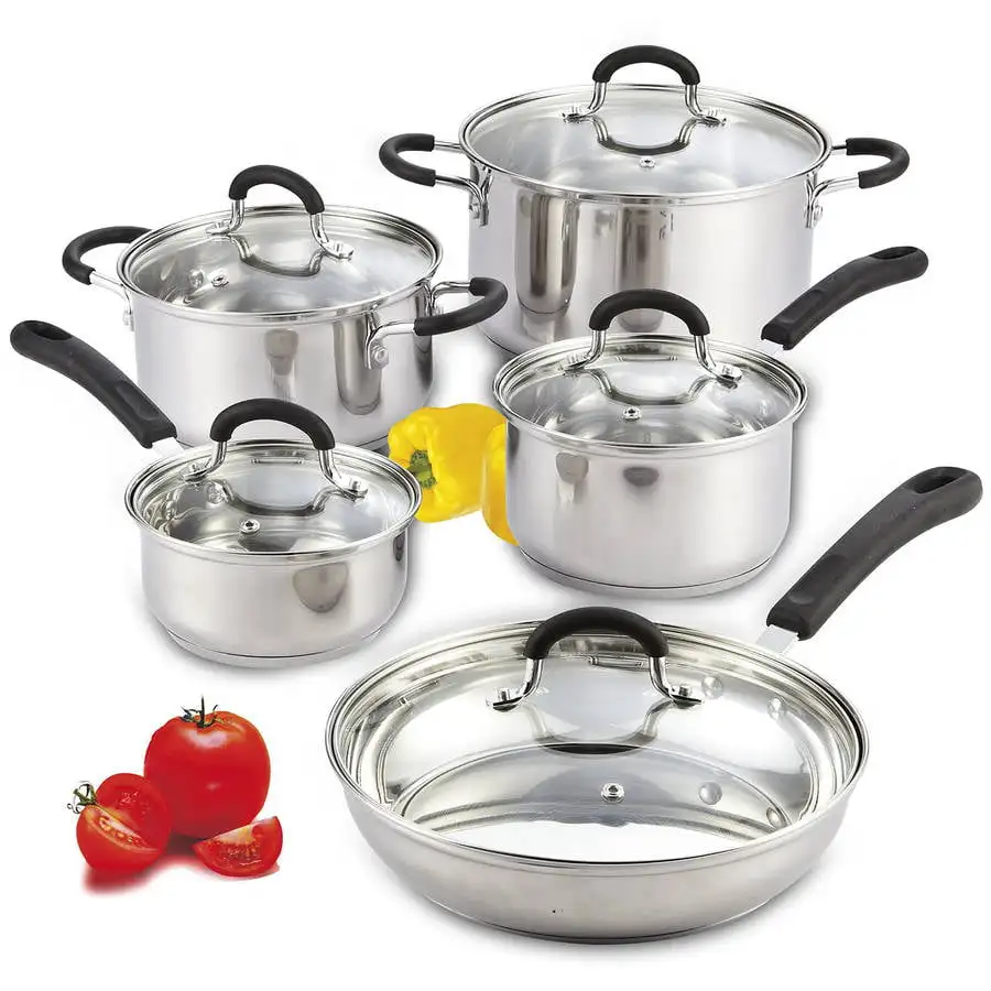 

10-Piece Stainless Steel Cookware Set with Encapsulated Bottom