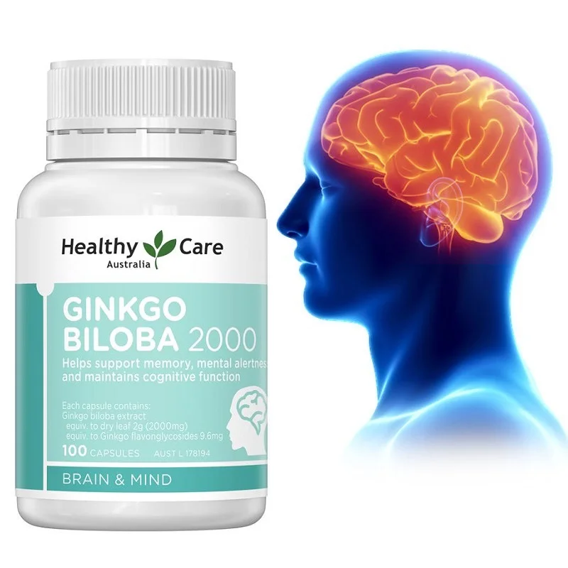 

Newest Healthy Care Ginkgo Biloba 100Capsules Memory Focus Brahmi Brain Function Health Mental Performance Pills in Stress Times