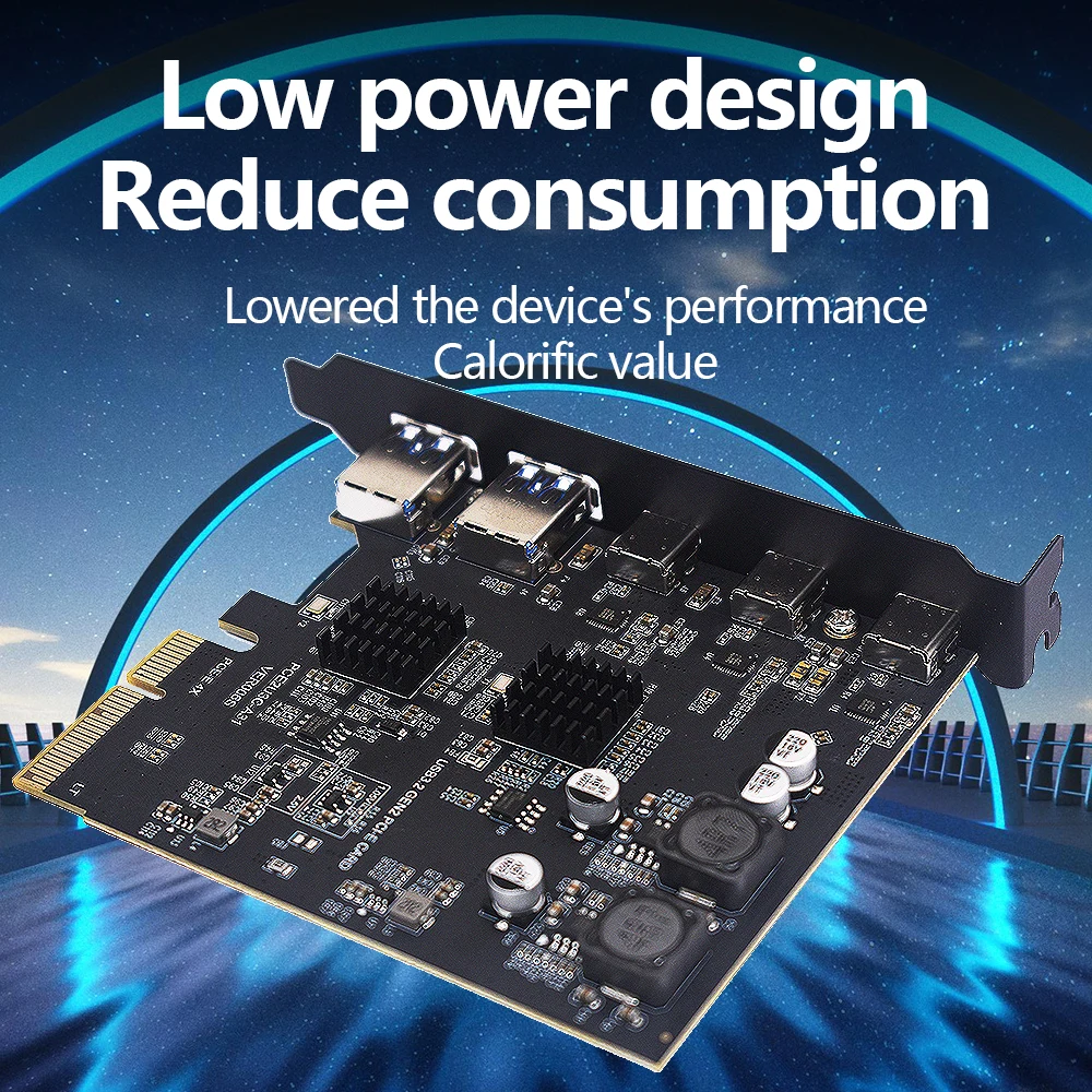 Плата расширения TISHRIC 10 Гбит/с USB3.2 плата PCIE 2X 4X на Type C USB 3 2 контроллер ASM3142 PCI-E Express 8X