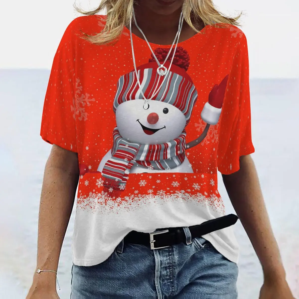 

Женский летний топ со змеиным принтом, с коротким рукавом и круглым вырезом