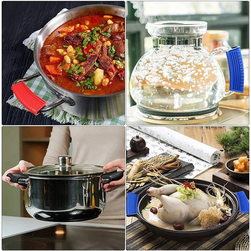 3 пары силиконовых держателей для горячей сковороды чехлы ручек силиконовый