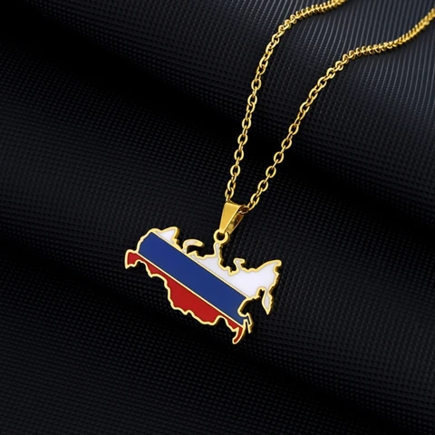 Ожерелья с картой России, подвески Российской Федерации, серебряные/золотые ожерелья-Цепочки, Прямая поставка