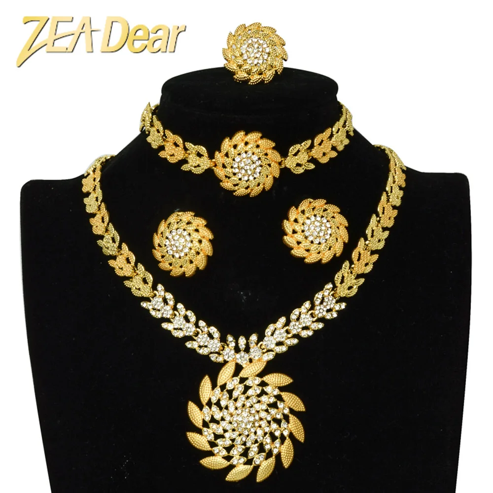 

ZEADear Bridal Wedding Jewelry Set Big 4PCS Costume Earrings Necklace Bracelet Ring Classic Trendy Daily Wear Party Anniversary
