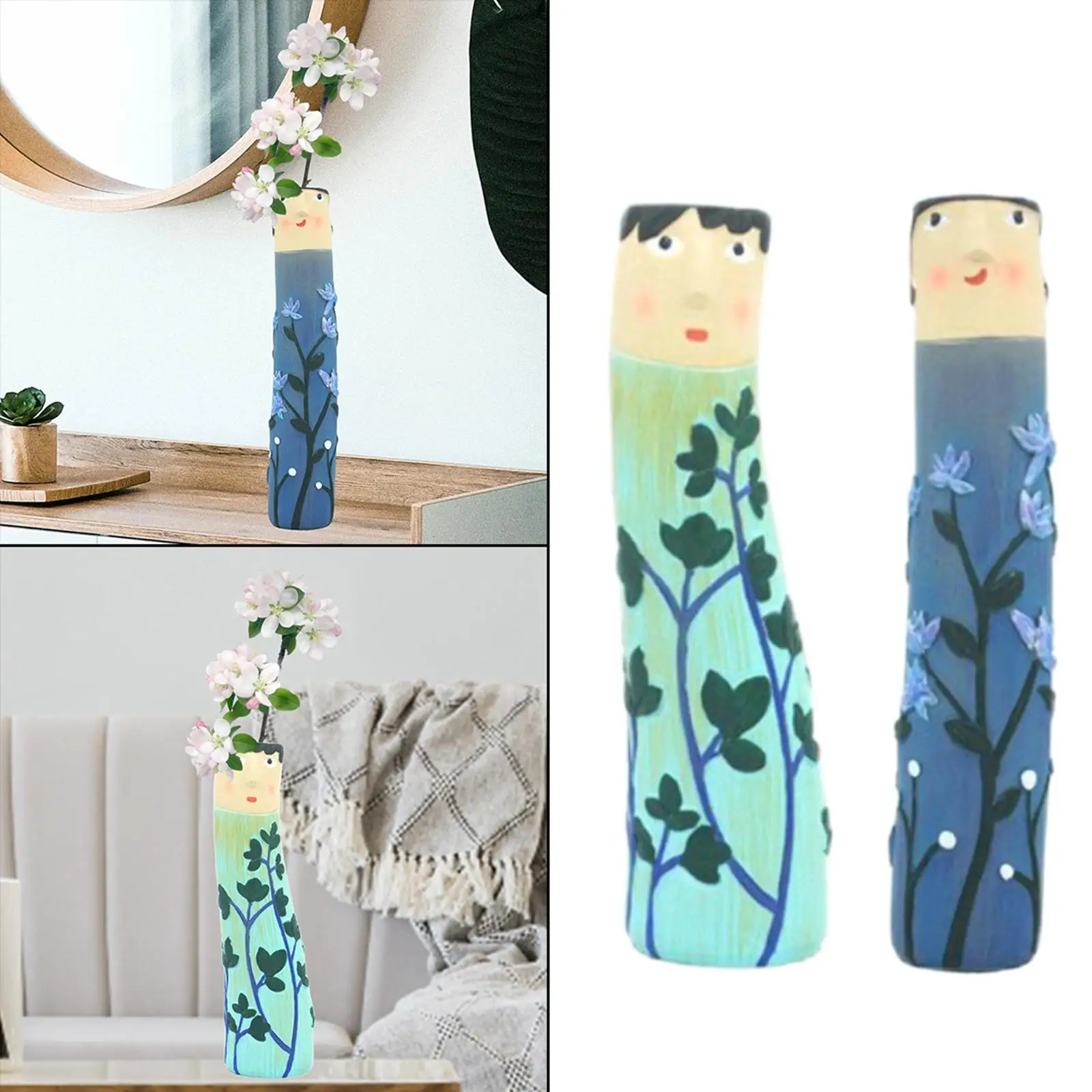 

2Pcs Nordic Style Face Abstract Vase Flower Pot for Home Decoration