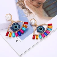 devils eye earrings summer womens pearl alloy colorful rhinestones everyday out accessories shiny earrings