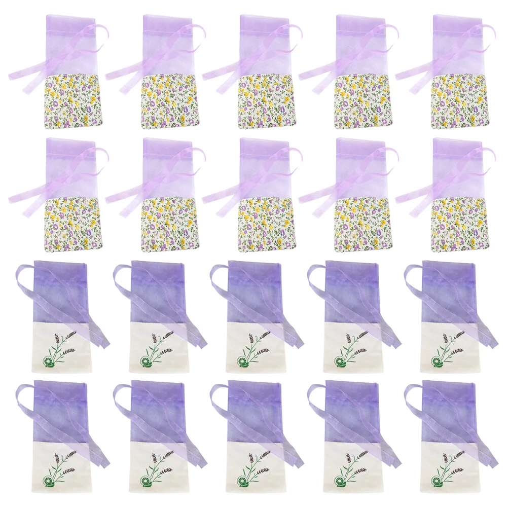 

20pcs Wedding Party Favor Bag Drawstring Mesh French Gauze Lavender Empty Drawstring Sachets Tea Drawstring Beam Port Bags