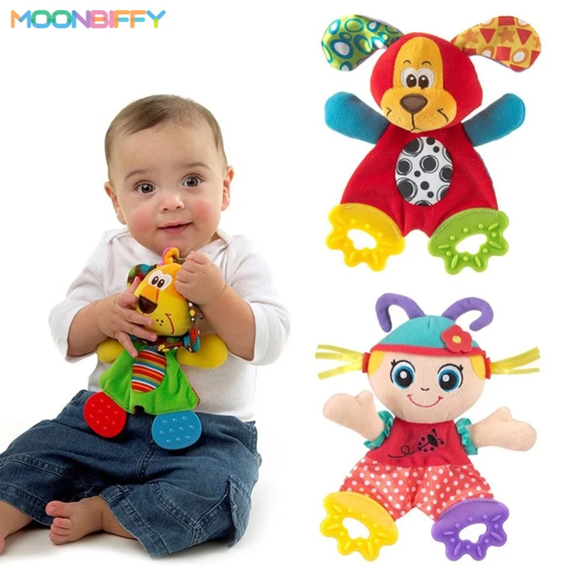 

Newborn Baby Cute Playmate Plush Doll Toys Kids Cartoon Animals Hand Bells Rattles Toy Baby Teether Kids Teething Toys for Baby
