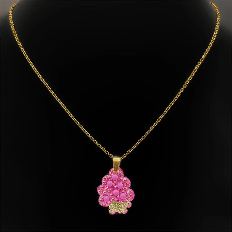 Фиолетовые кристаллы виноград кулон ожерелье серьги комплект для женщин кожаные