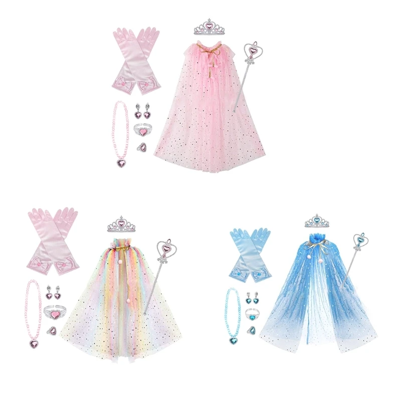 

2023 New Tooth Fairy Costume Princess Party Dress Up Princess Cape Cloak Jewelry Girl Birthday Costume Fairy Princess Costume