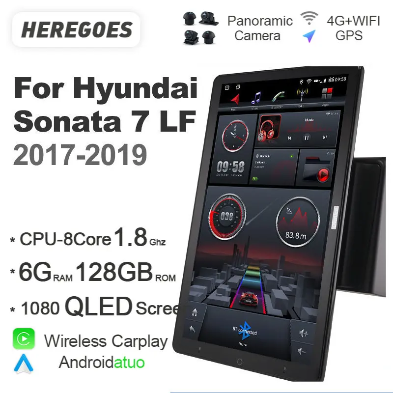 

Tesla Style 13.3" Auto Android 10 Car DVD Player 1920*1080 QLED Rotatable GPS Radio Bluetooth Wifi For Hyundai Sonata 2014-2017