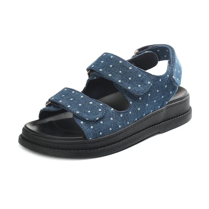 

Denim Gladiator Sandals Women 2023 Luxury Designer Shoes Flats Pumps Beach Platform Sandals Girls Elegant Roman Summer Footwear