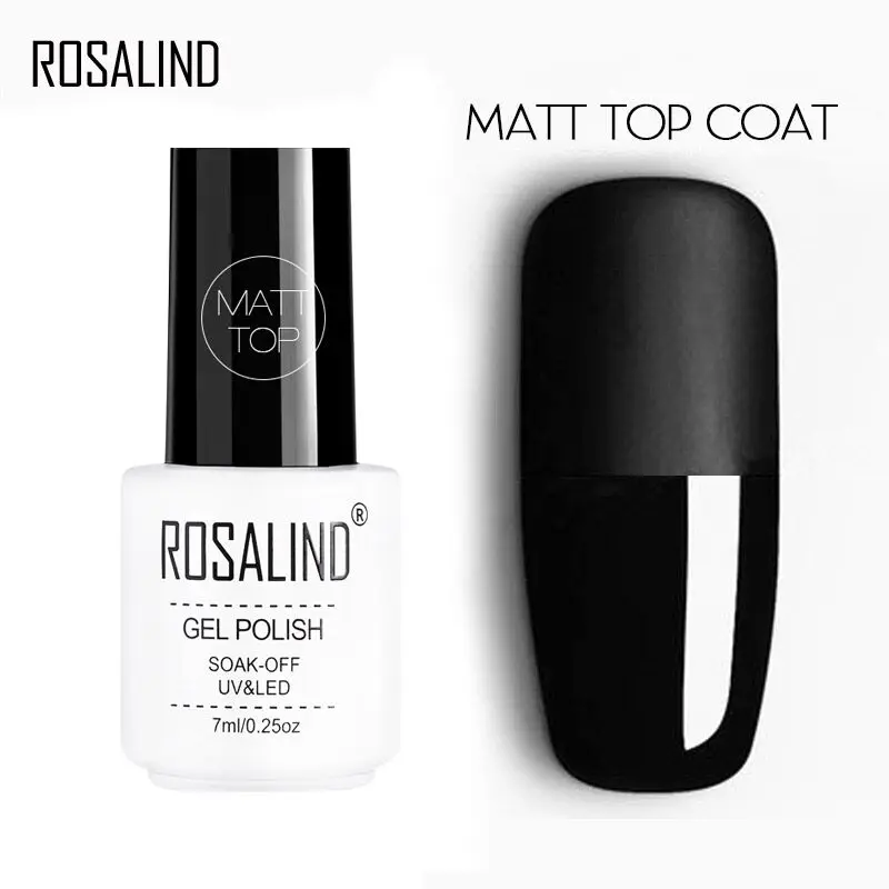 Топовое и базовое матовое покрытие ROSALIND 7 мл для ногтей стойкий укрепляющий