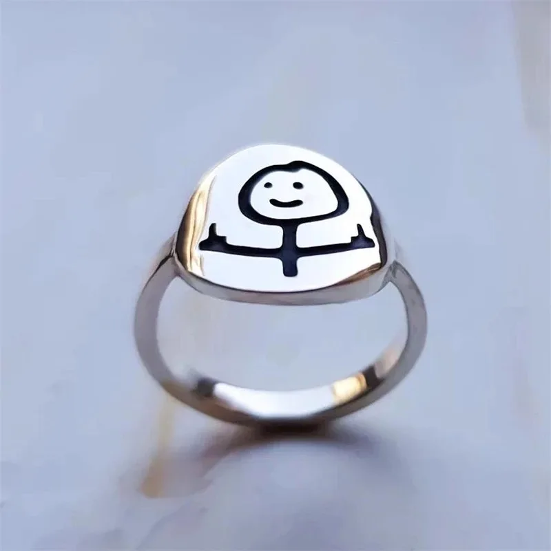 

Funny Doodle Hip Hop Middle Finger Stickman Punk Rings Stainless Steel Cool Stuff Party Gift 2022 Fashion Creative Jewelry