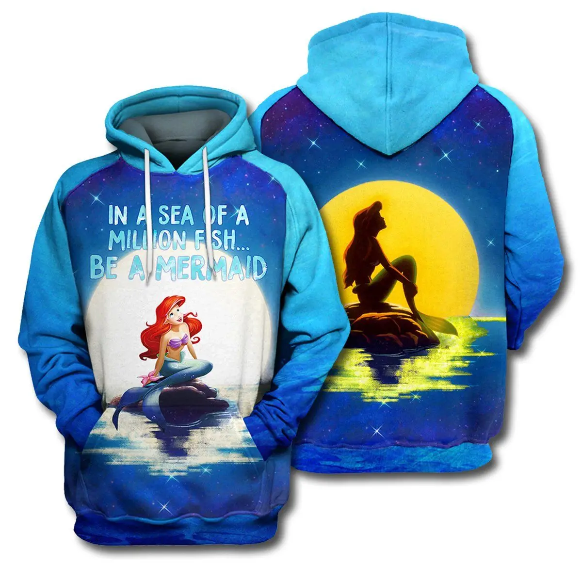 Sweats à capuche Little Mermaid pour enfants impression 3D vêtements de sport rue garçons et filles printemps automne