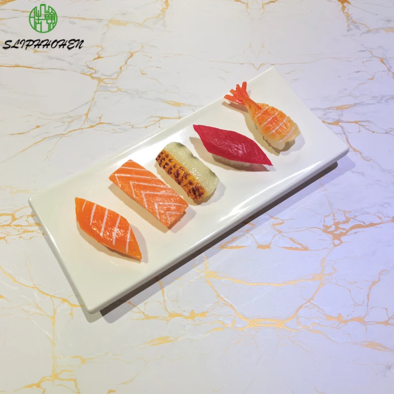 

Rectangle Tilt Angle Dinner Plate White Dinnerware Dessert Cake Sushi Dish A5 Melamine Imitation Porcelain Restaurant Tableware