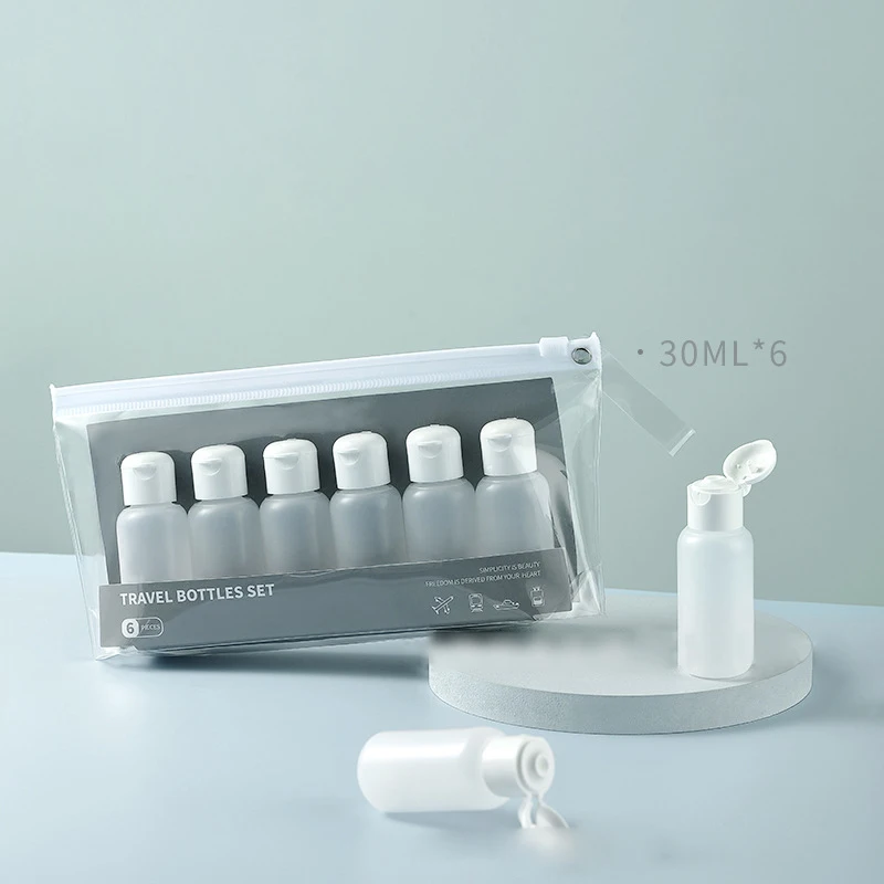 

6pcs/set 30ml Shampoo Toner Lotion Bottle Travel Empty Refillable Bottle Set Clean Recyling Daliy Care Tools