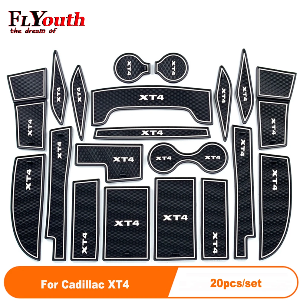 

20Pcs/Set Car Door Groove Mat For Cadillac XT4 Auto Anti-Slip Cup Mat Non Slip Door Gate Pad Car Accessories