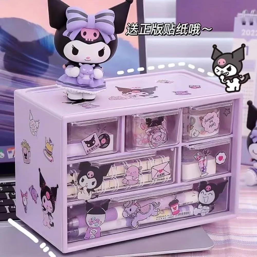 

Sanrio Peripheral Storage Box Kuromi Desktop Modified Storage Student Dormitory Drawer Ins Transparent Car Storage Box