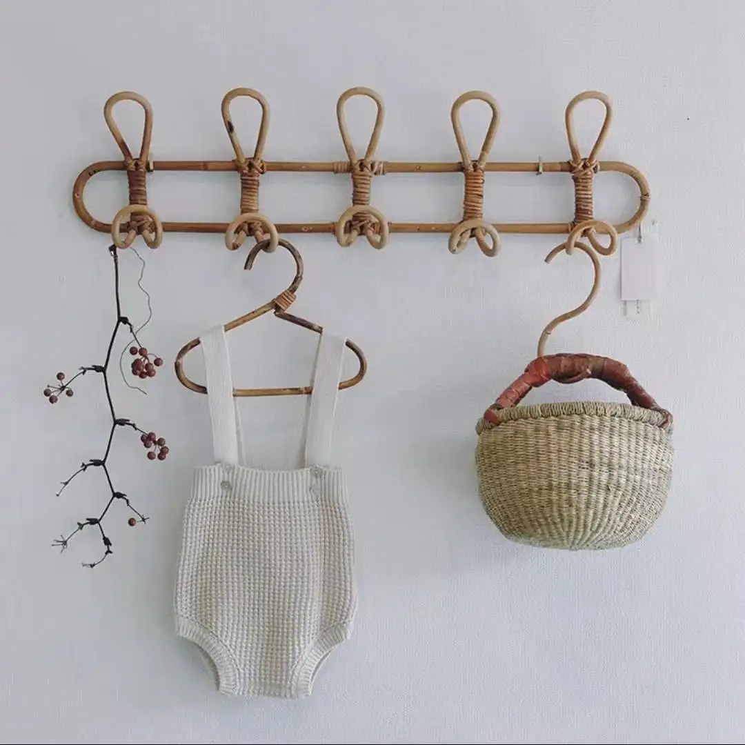 

Крючок для одежды из натурального ротанга, детская вешалка для одежды, крючок для шляпы, ротанговая полоска, декоративная одежда для детей