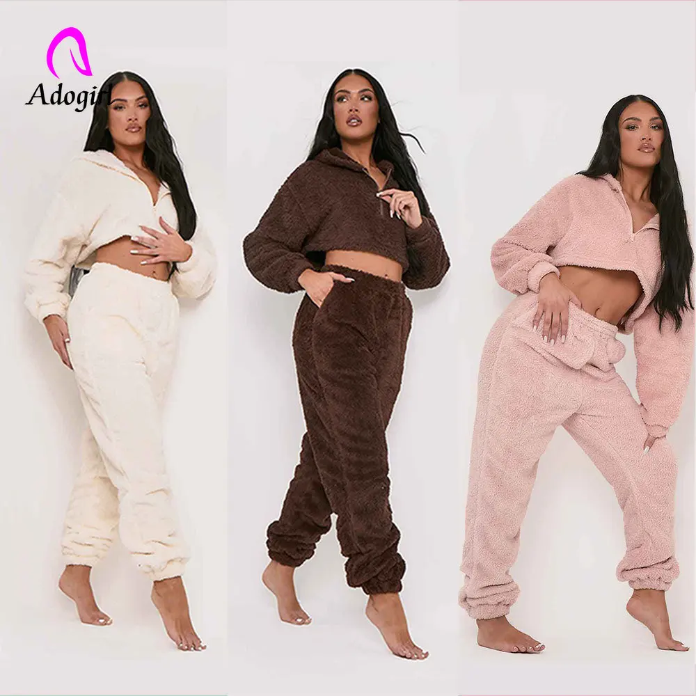 

Fitness Women 2 Piece Set Solid Long Sleeve Zipper Fly Sweatshirt Loose Jogging Pants Matching Set 2022 Autumn Home Suit Outfits