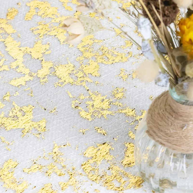 Скатерть из полиэстера сверкающая лента тюля с золотой фольгой украшение на день