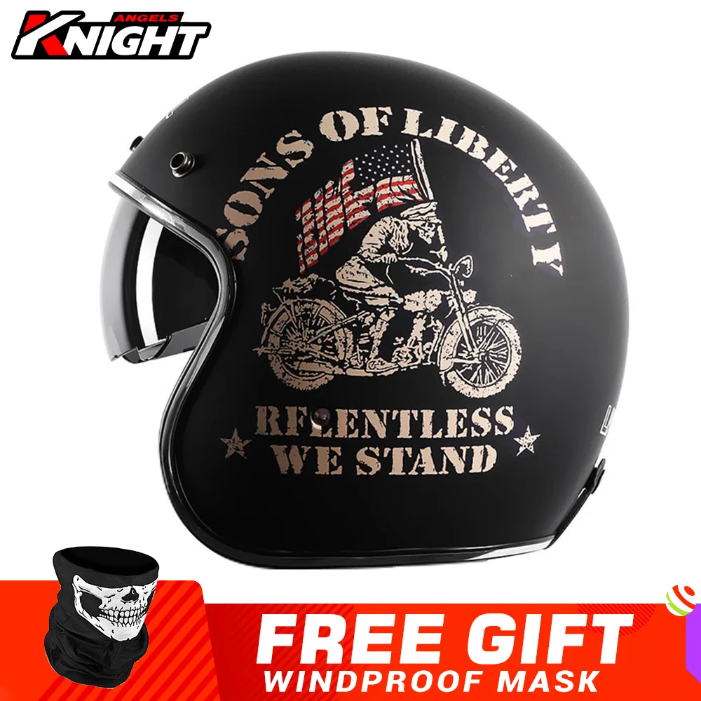 

Retro Motorcycle Helmet Motocross Accessories Casco Moto Half Helmet Capacete De Moto 3/4 Open Face Vintage Helmet Four Seasons