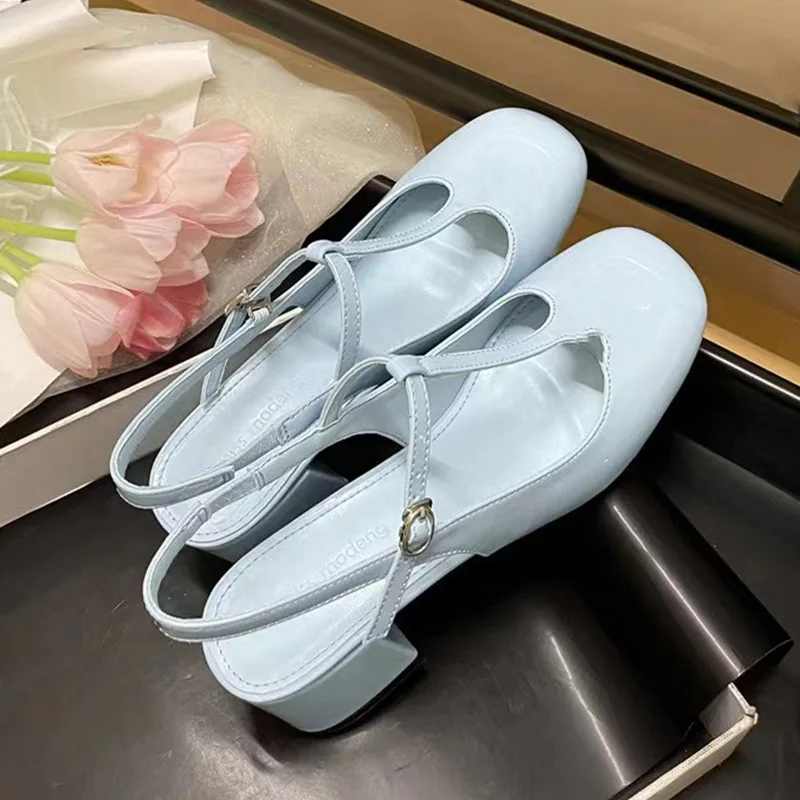 Loafer 2023 New Thick Sole Retro English Small Leather Shoes Square Toe Thick Heel Shoes Academic Style