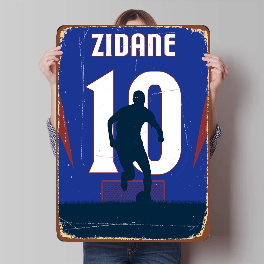Фото Zidane номер 10, силуэт футболиста, металлическая настенная живопись, спортивная звезда, домашний декор, коллекция фанатов, подарок №1