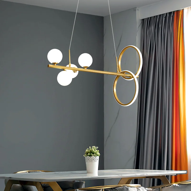 

Современная люстра в скандинавском стиле, Минималистичная лампа для столовой, модный офисный бар, минималистичный длинный обеденный стол, ...