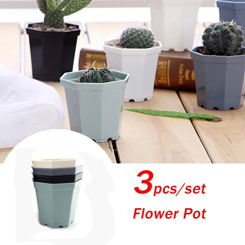 

1/3pcs Modern Plastic Octagonal Flower Pots for Garden Office Desktop Succulent Plant Cactus Pot Plastic Plant Flower Pots