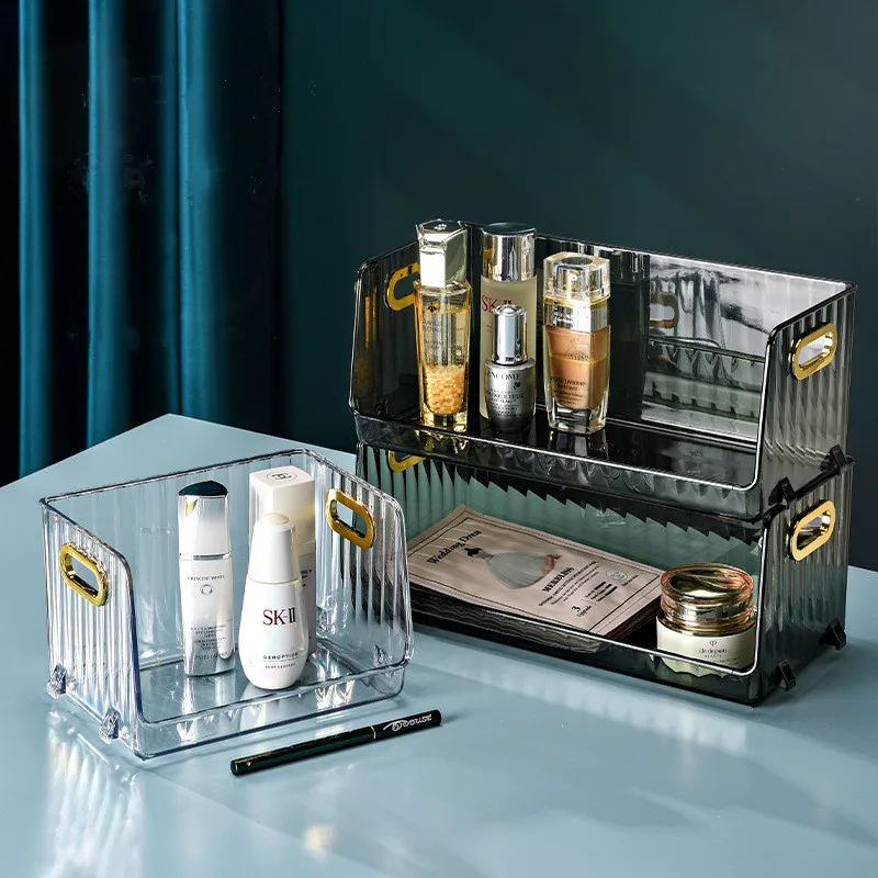 

Роскошный Настольный органайзер для косметики, коробка для хранения косметики, домашняя прозрачная корзина для хранения масок и средств по...