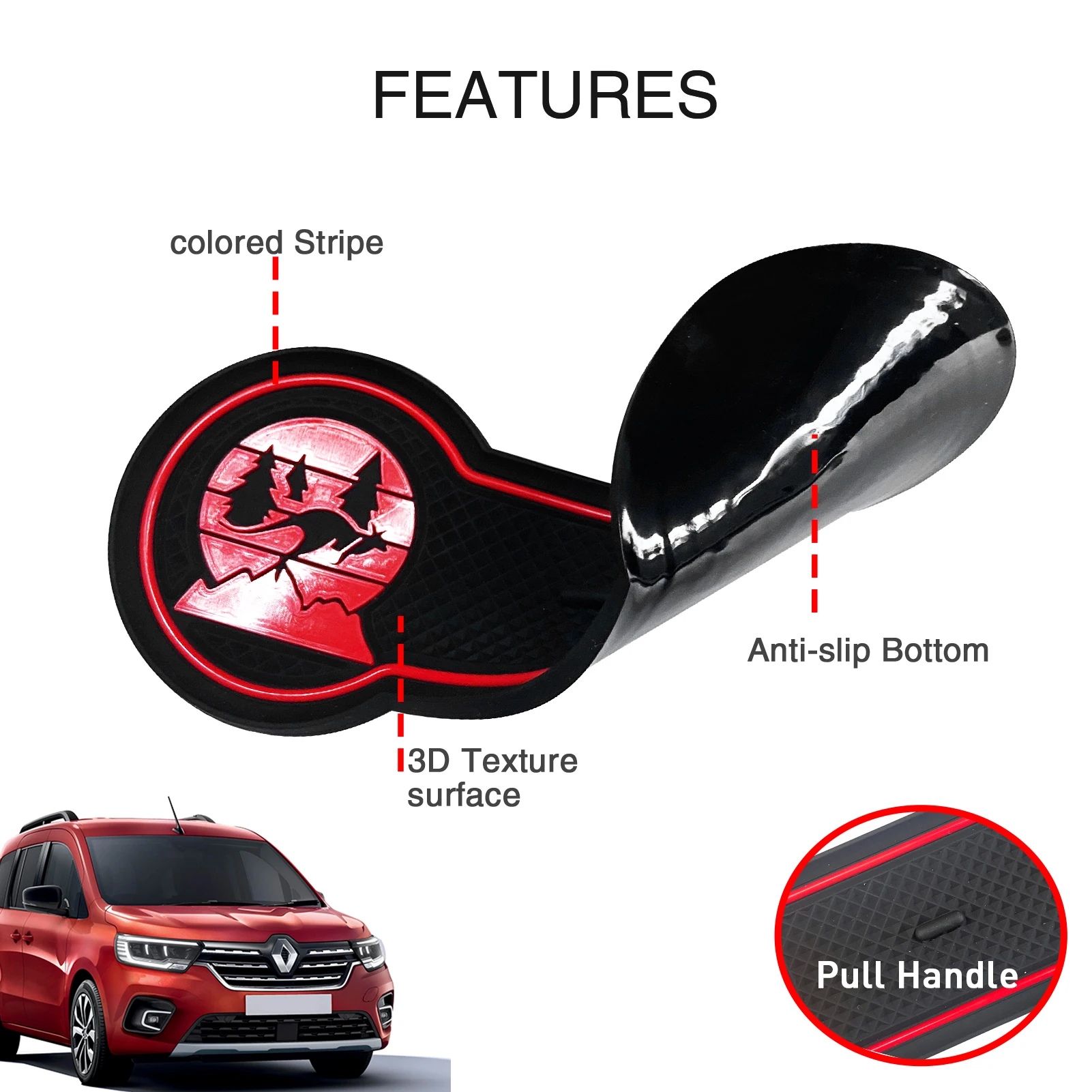 Нескользящая подставка для автомобильных подстаканников Renault Kangoo 2021 2022 2023 лет