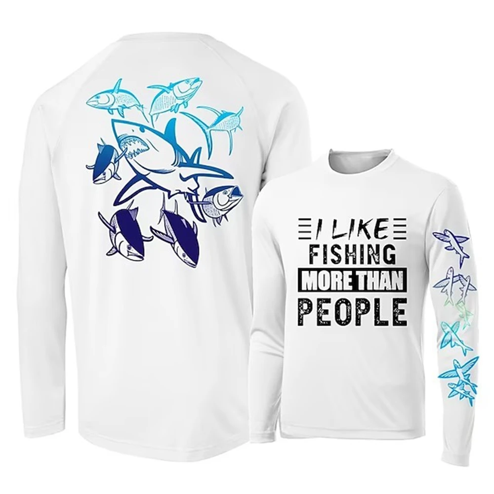 

Men's Fishing Shirt Ocean Fish print UV Protection Outdoor Sports Tops,Running T-Shirts UPF50+ Men's Long Sleeve Fishing Shirt