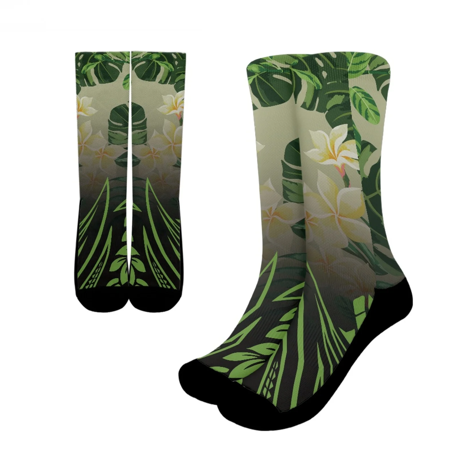 

Polynesian Tribal Hawaiian Totem Tattoo Hawaii Prints High Resilience Unisex Casual Crew Socks Soft Breathable Green Sports Sock