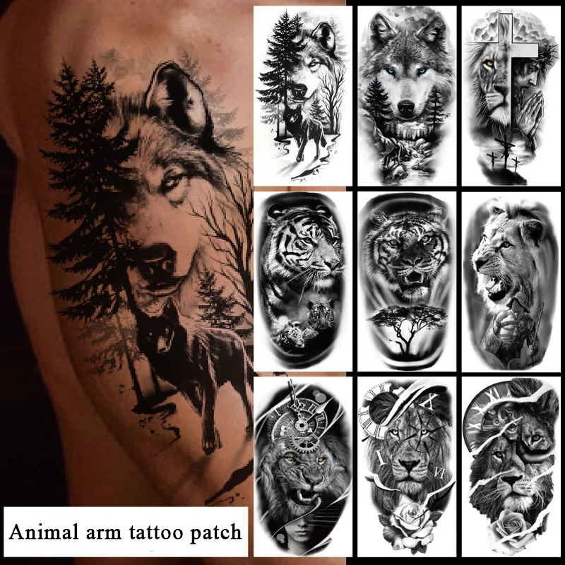 

Tattoo Sticker Animal Flower Arm Waterproof Transfer Tattoos Fake Sticker Temporary Tattoos Arm Body Art Men Women Paster 1sheet