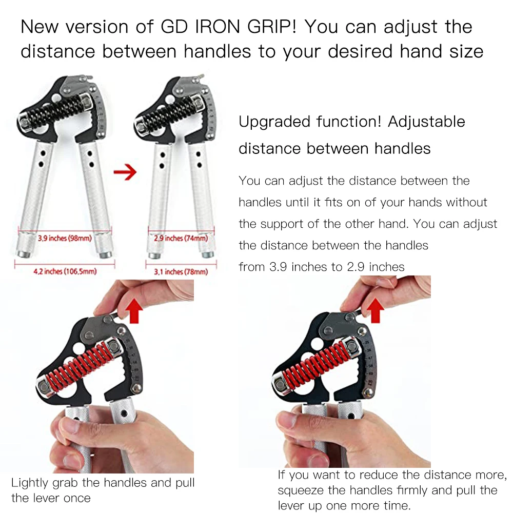 Алюминиевый Регулируемый тренажер для ручек с железным захватом 55 ~ 198lbs