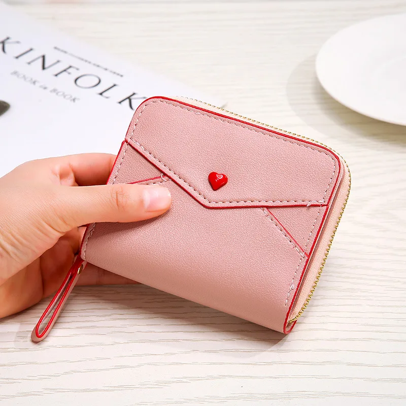 

Women's Short Love Single Pull Wallet Student Cute Small Mini Coin Purse Clutch