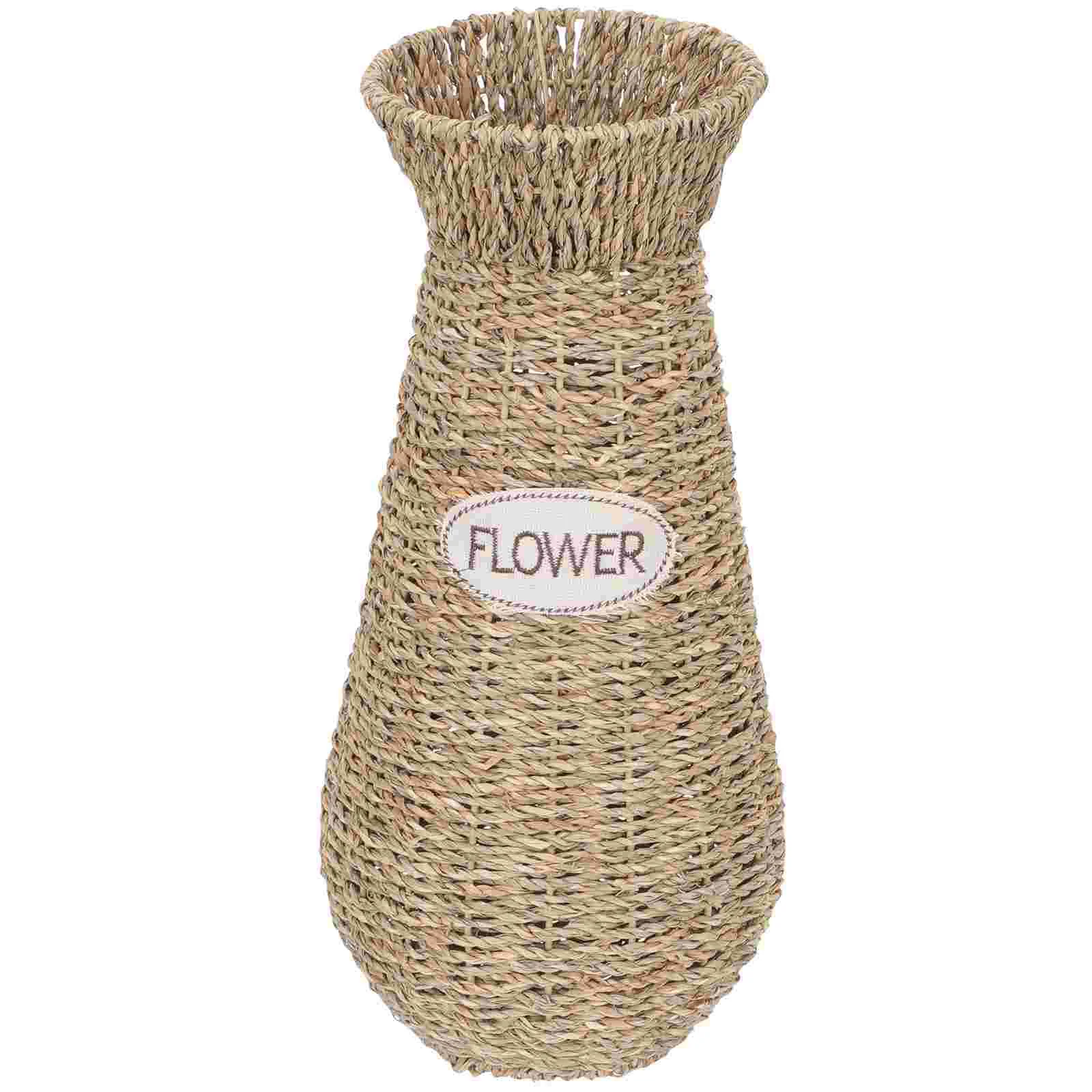 

Vase Flower Seagrass Woven Rattan Basket Tall Rustic Wicker Farmhouse Dried Weave Chinese Minimalist Vases Centerpiece Holder