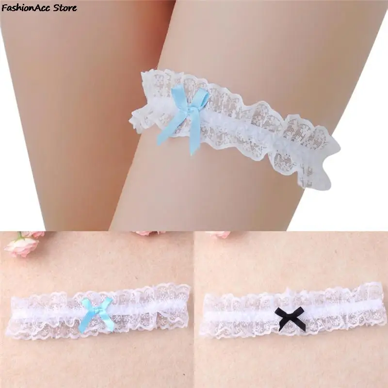 

Sexy Fashion Wedding Garter Bridal Accessories Cosplay Party Blue Garter Bow Lace Floral Elastic Leg Loop