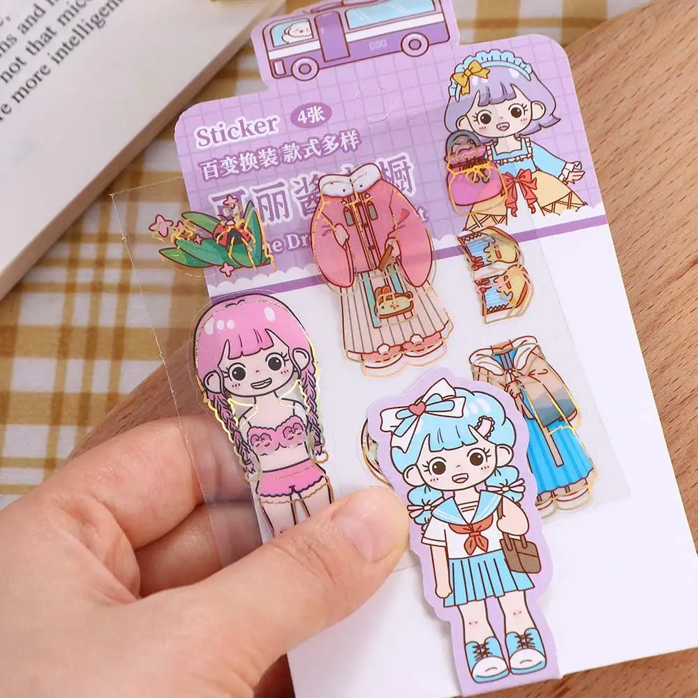 

4 Sheets/Set Cartoon Dress Up Girl Stickers Cute DIY Sticker for Kids