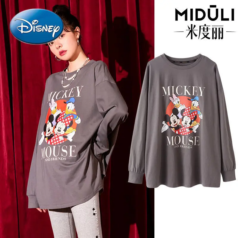 

Disney Mickey Minnie T-shirt with long-sleeved tops in autumn and winter fashion loose bottoming shirt Korean winter clothes